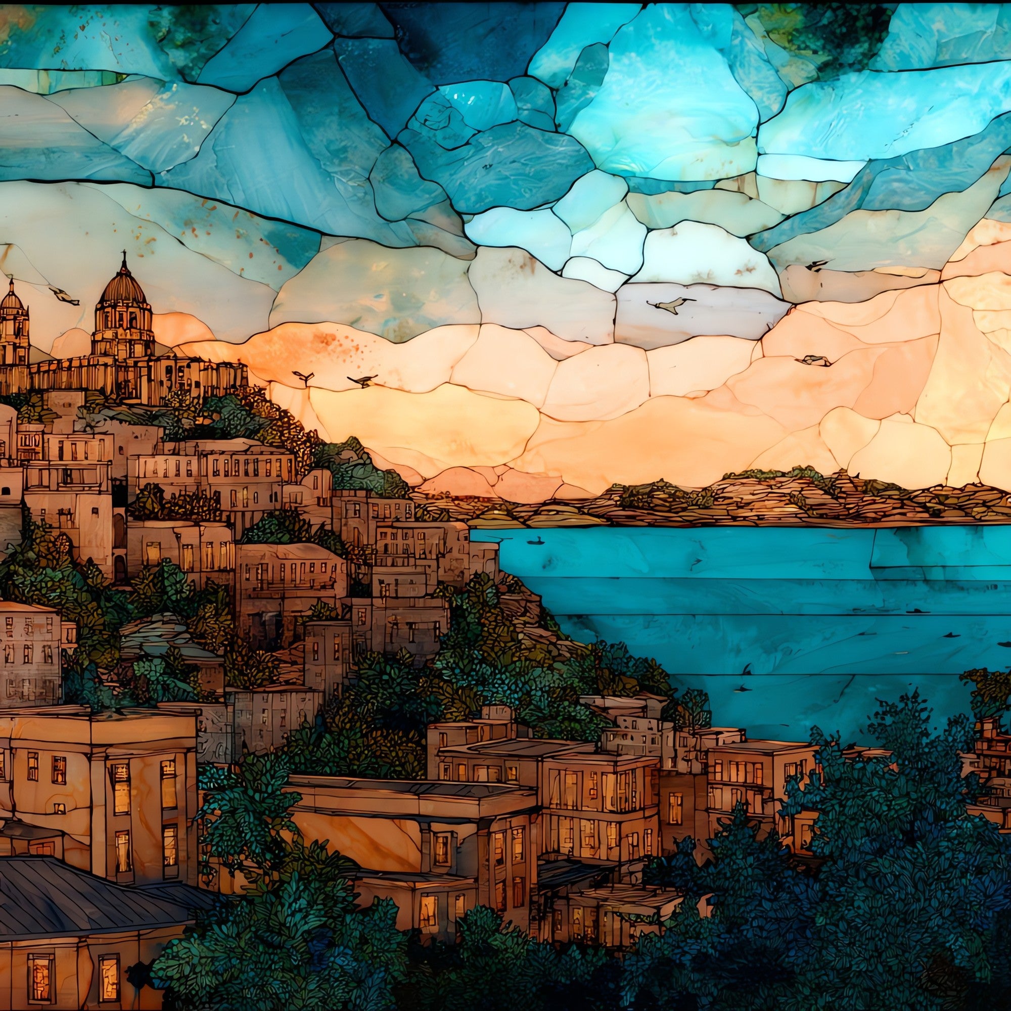 Cagliari Old Town — ceramic art tile
