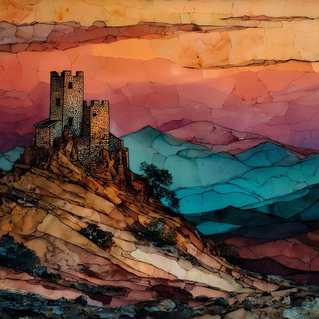 Rocca Calascio — ceramic art tile