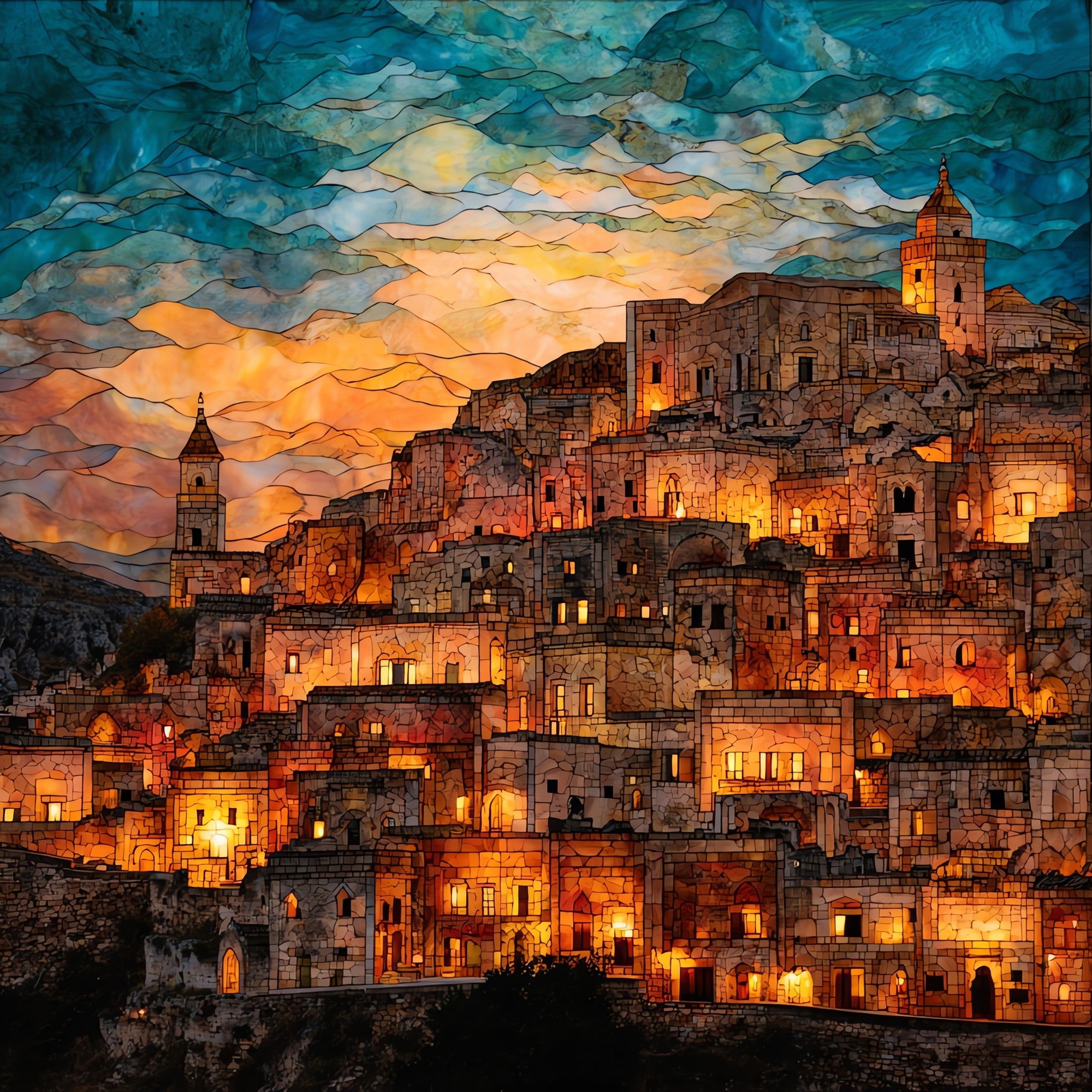 Sassi di Matera — ceramic art tile
