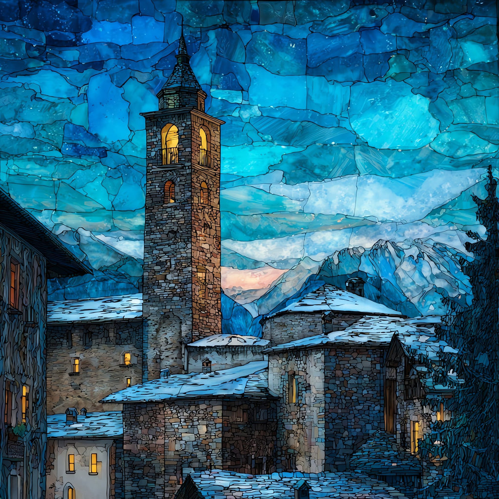 Bormio Old Town Winter — ceramic art tile