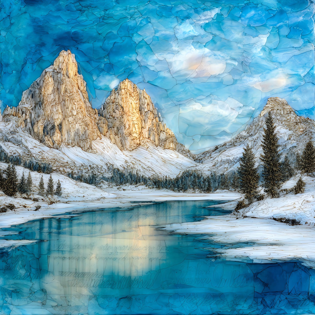 Lake Misurina Winter — ceramic art tile