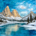 Lake Misurina Winter — ceramic art tile