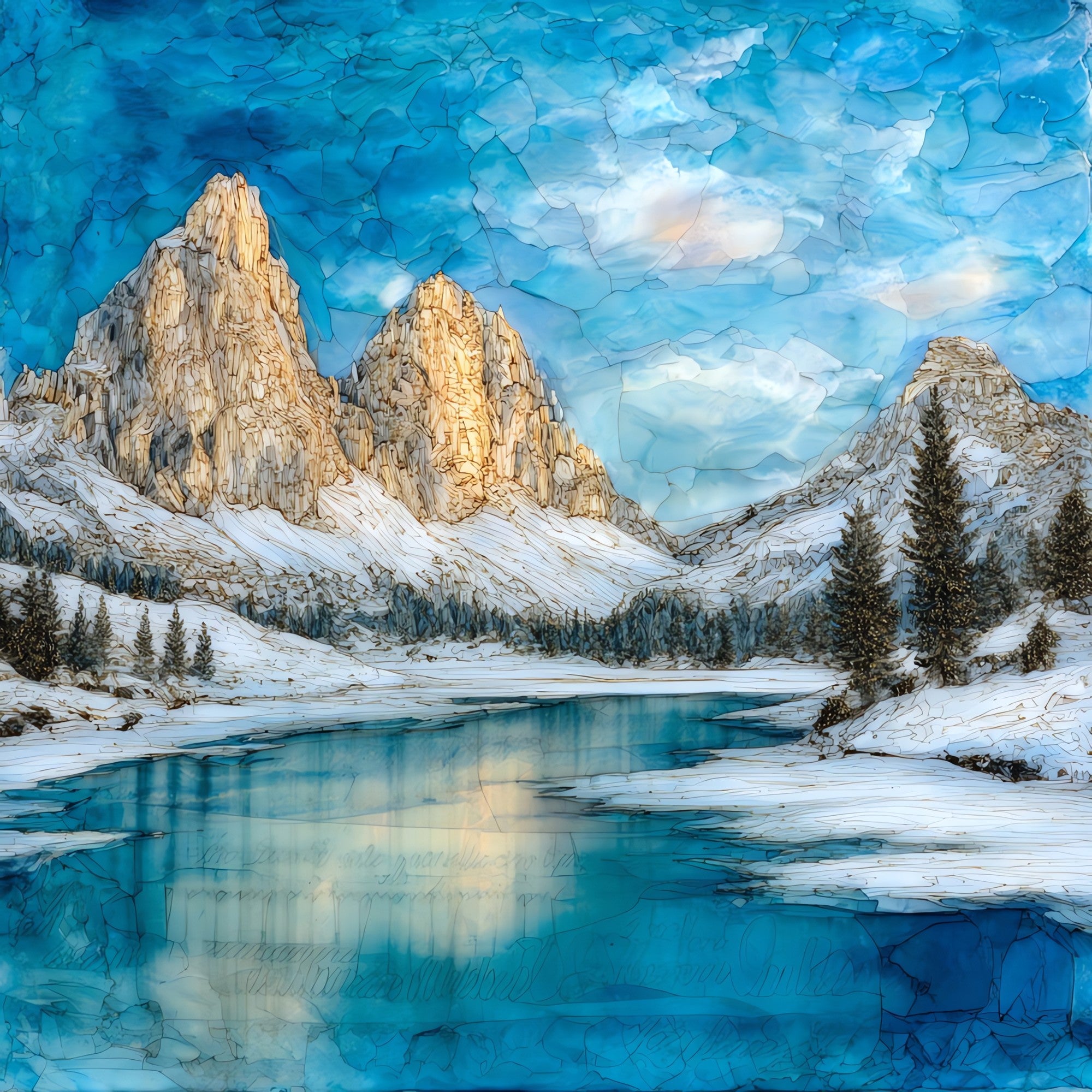 Lake Misurina Winter — ceramic art tile