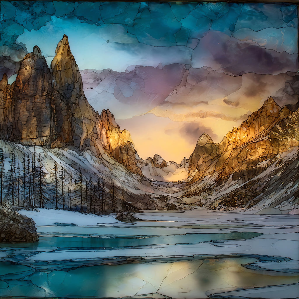 Lake Sorapis Frozen in Winter — ceramic art tile