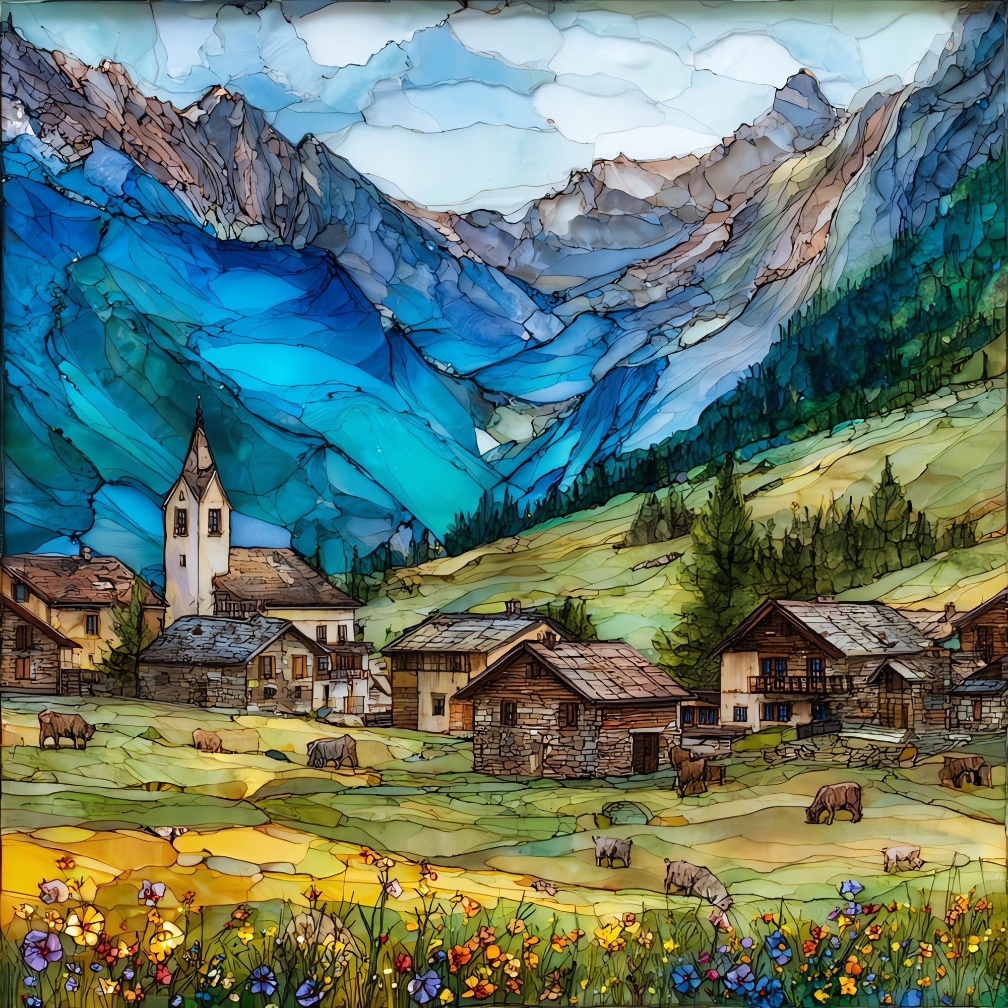 Livigno in Summer — ceramic art tile