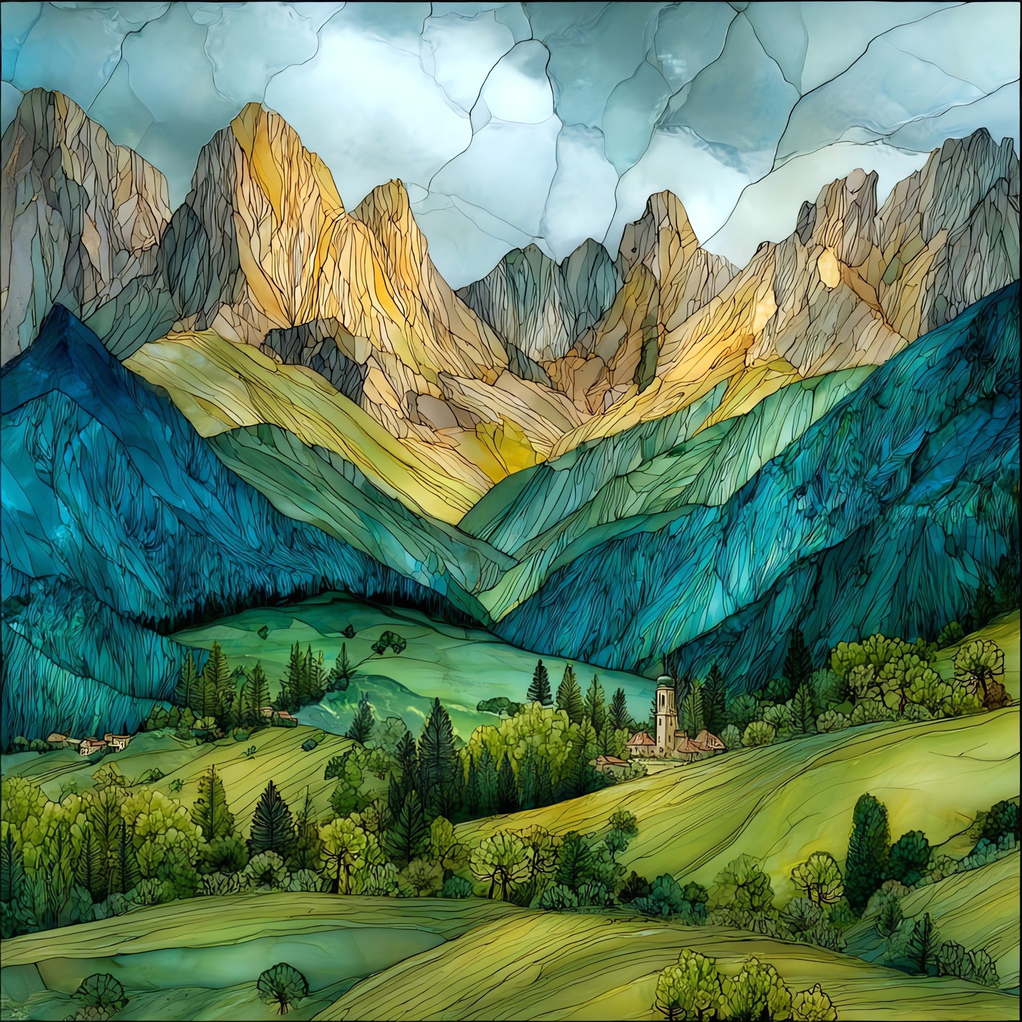 Val di Fiemme Summer — ceramic art tile