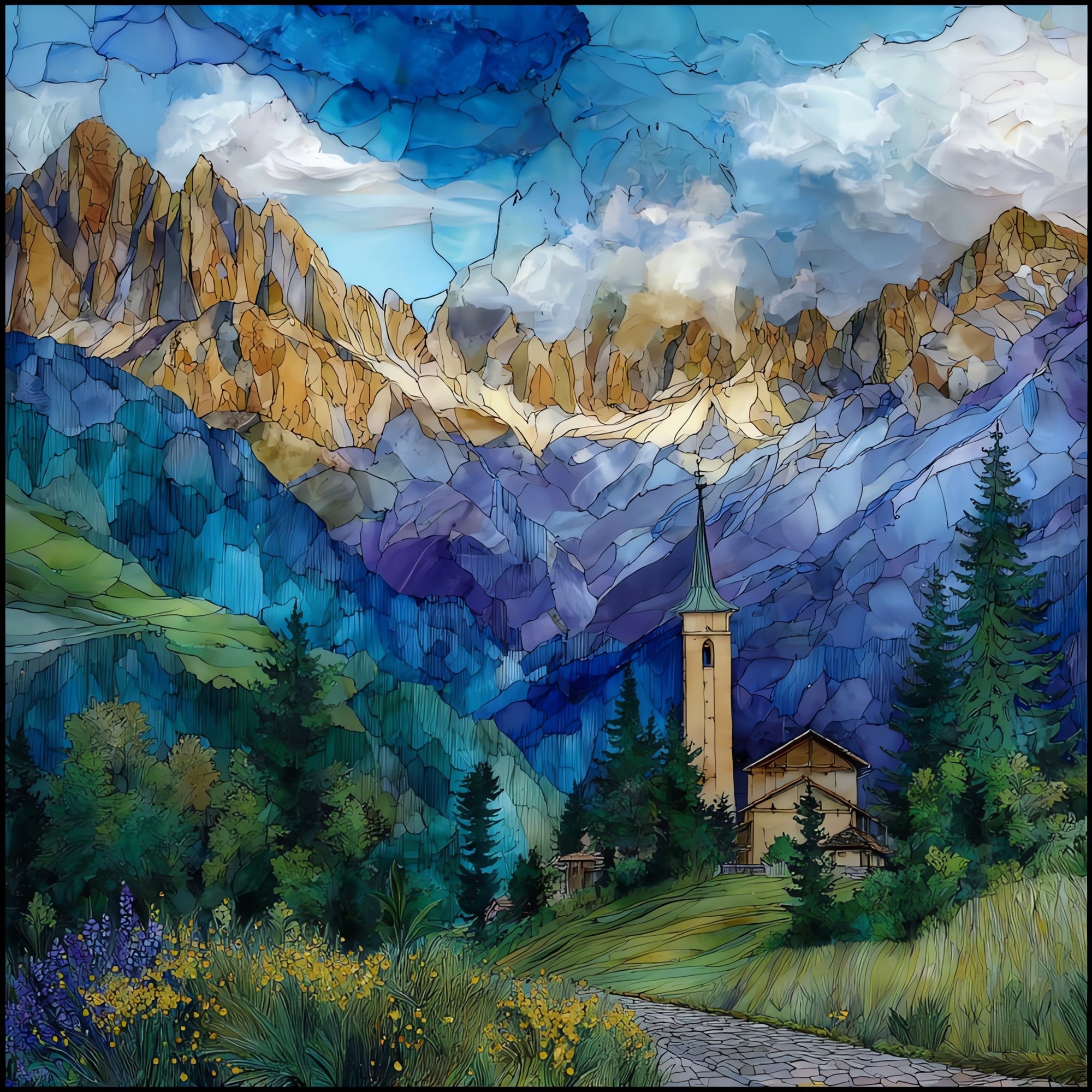 Predazzo Ski Jump in Summer — ceramic art tile