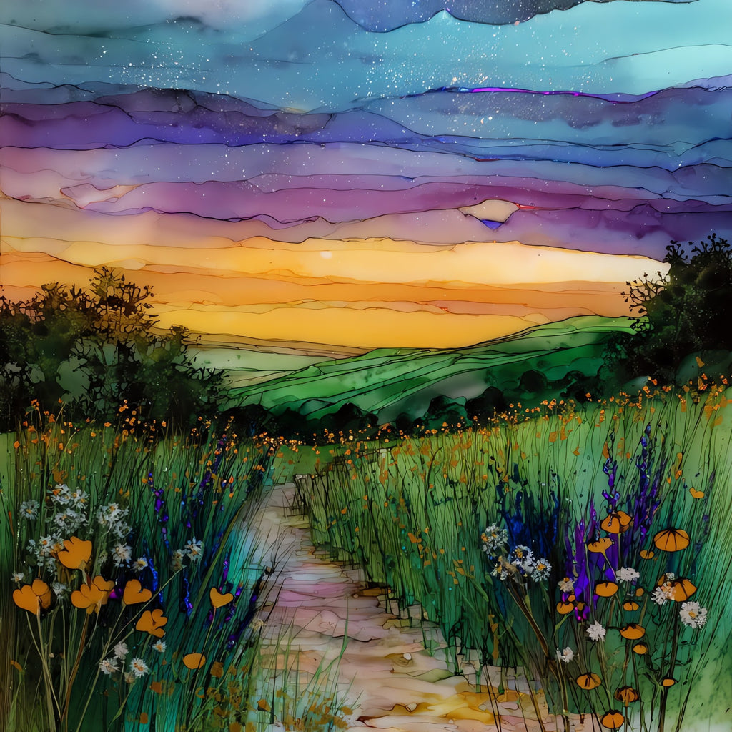 Tesero Cross-Country Meadow — ceramic art tile