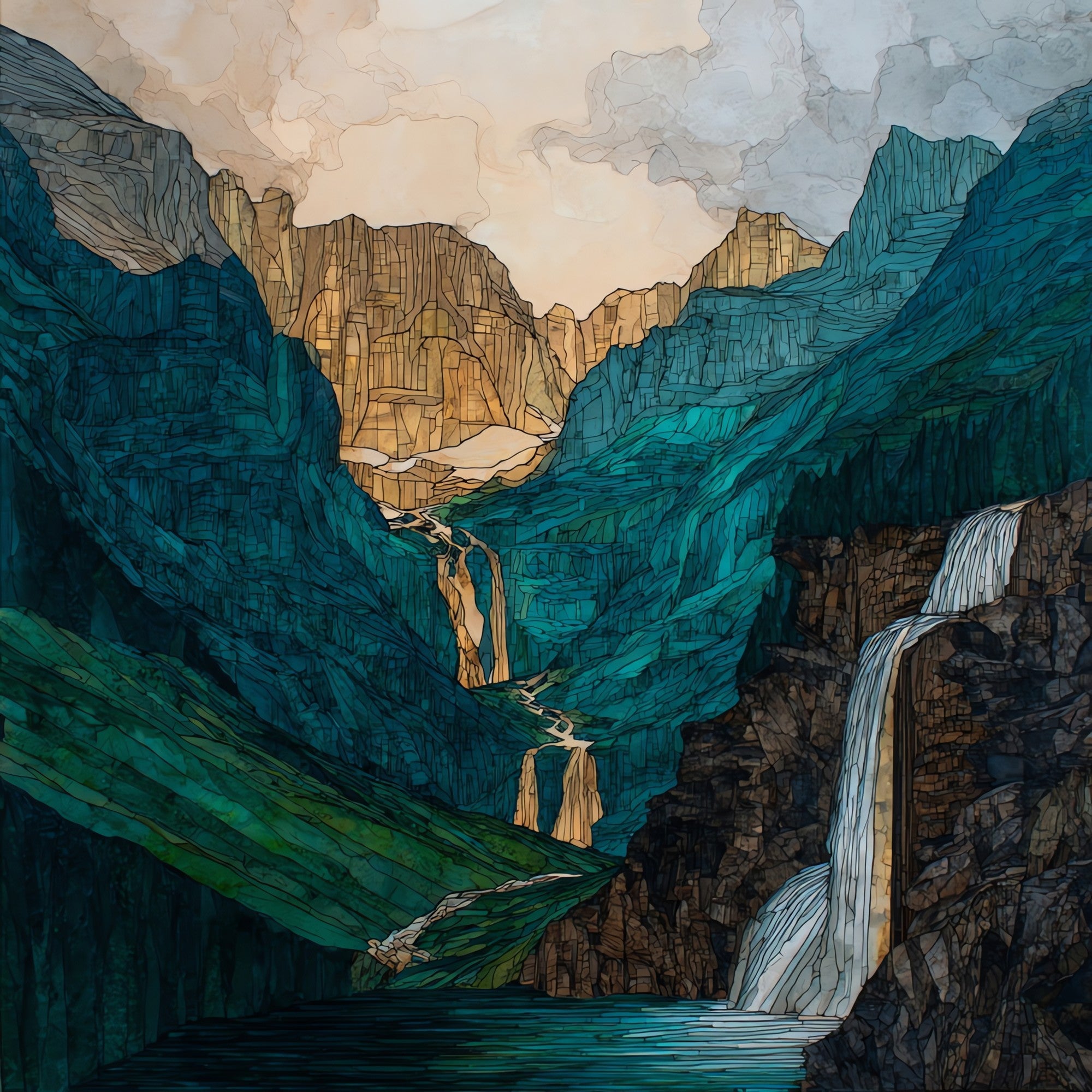 Vallesinella Waterfalls — ceramic art tile