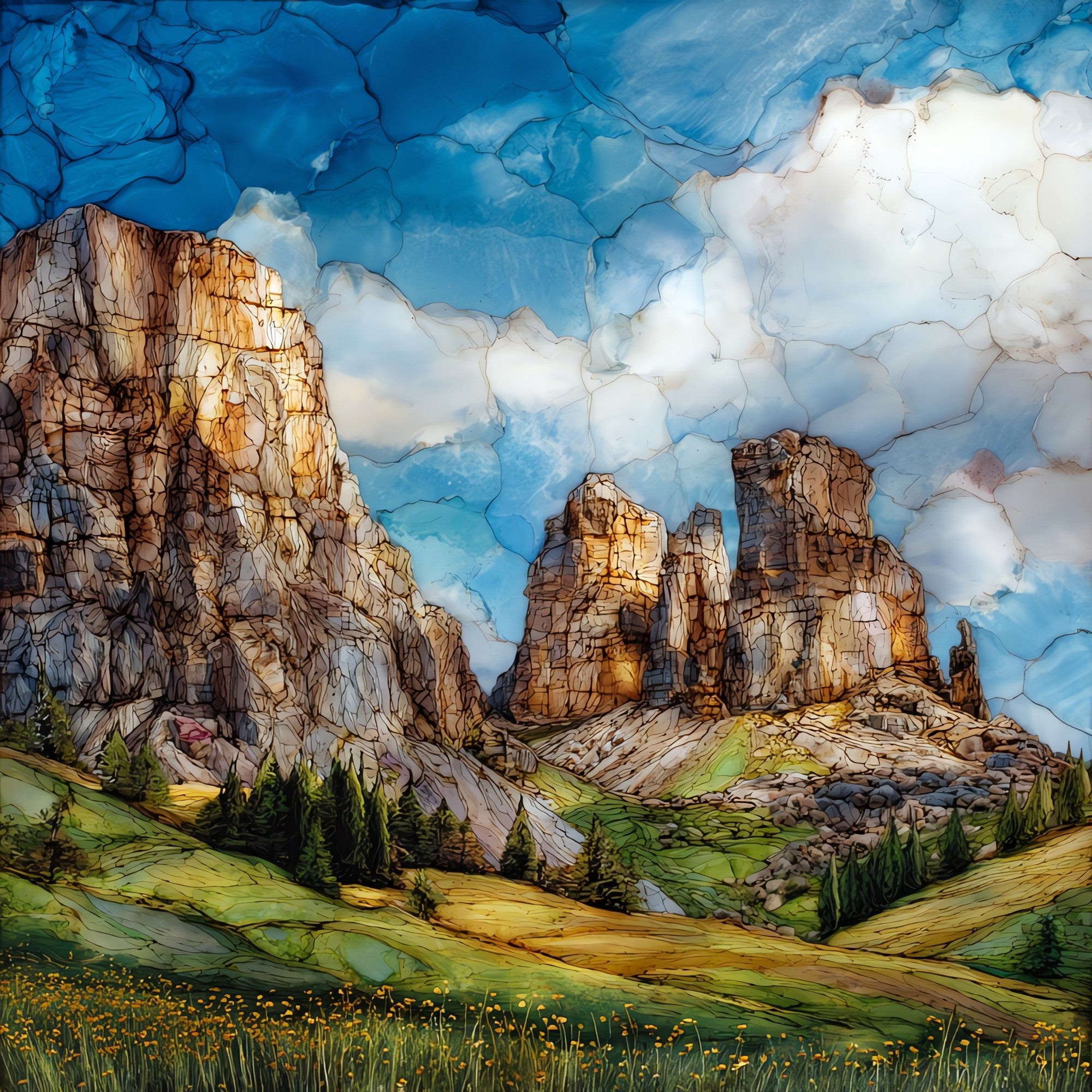 Cinque Torri Summer — ceramic art tile