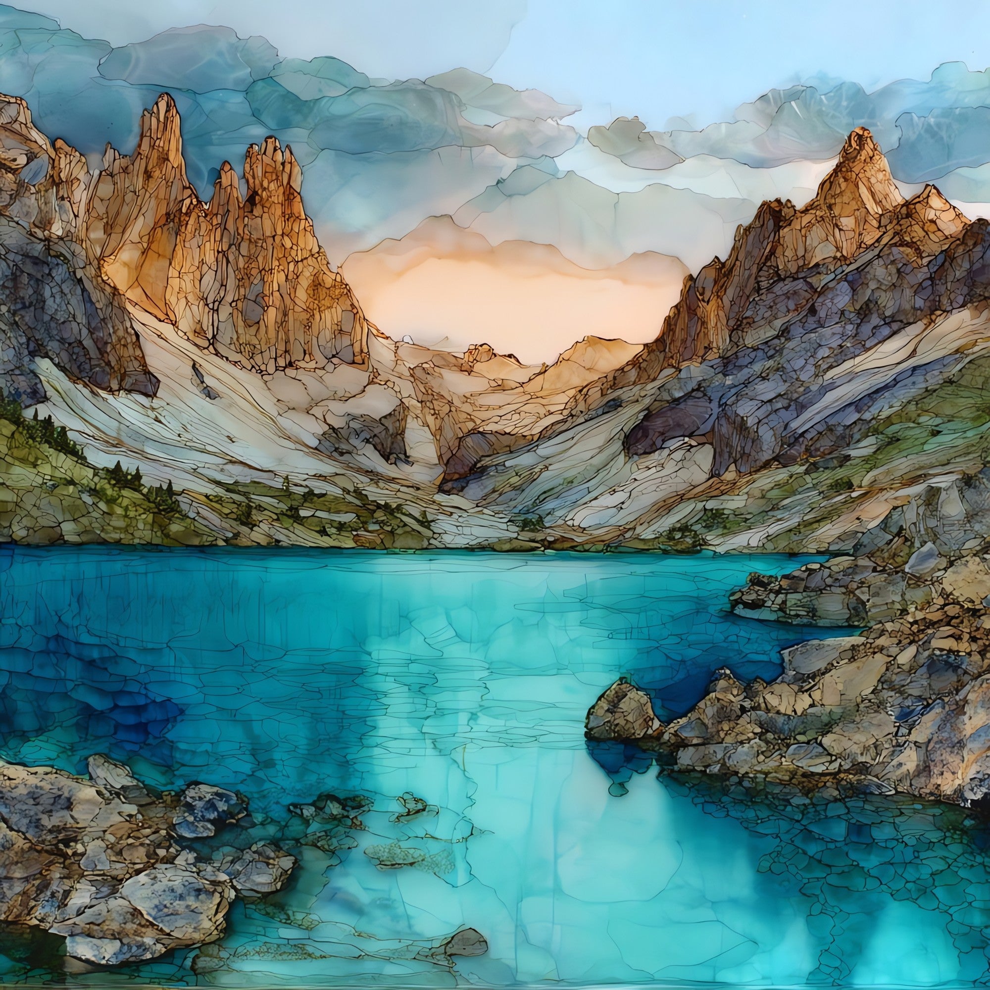 Lake Sorapis in Summer — ceramic art tile