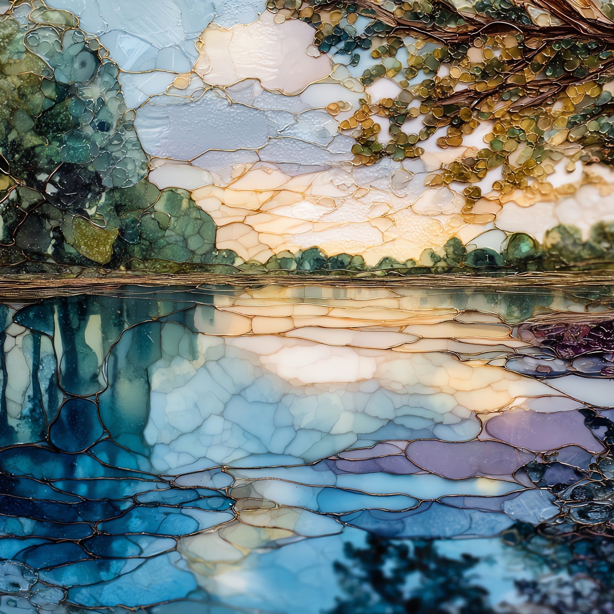 Bois de Boulogne Lake — ceramic art tile