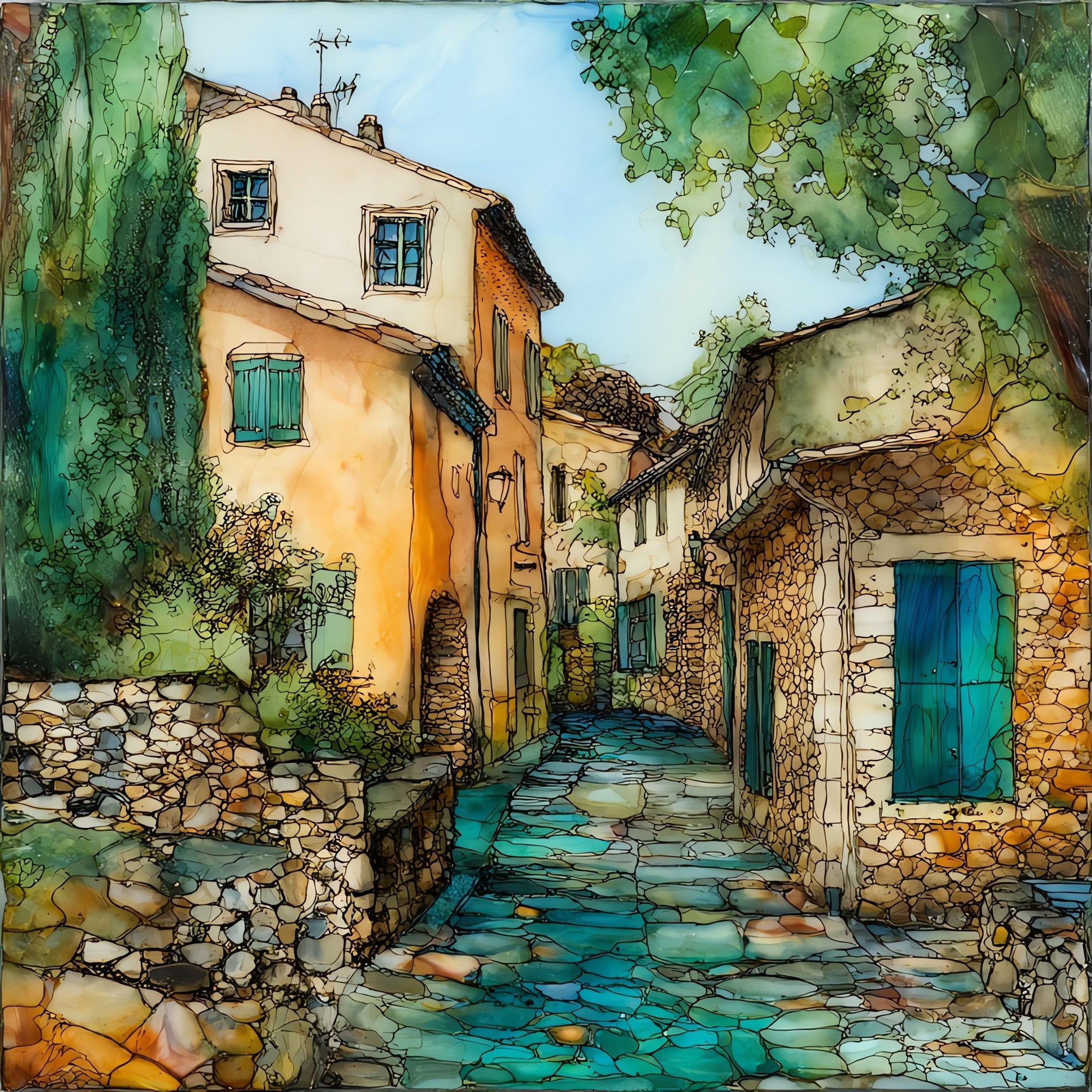 Lourmarin Village — ceramic art tile