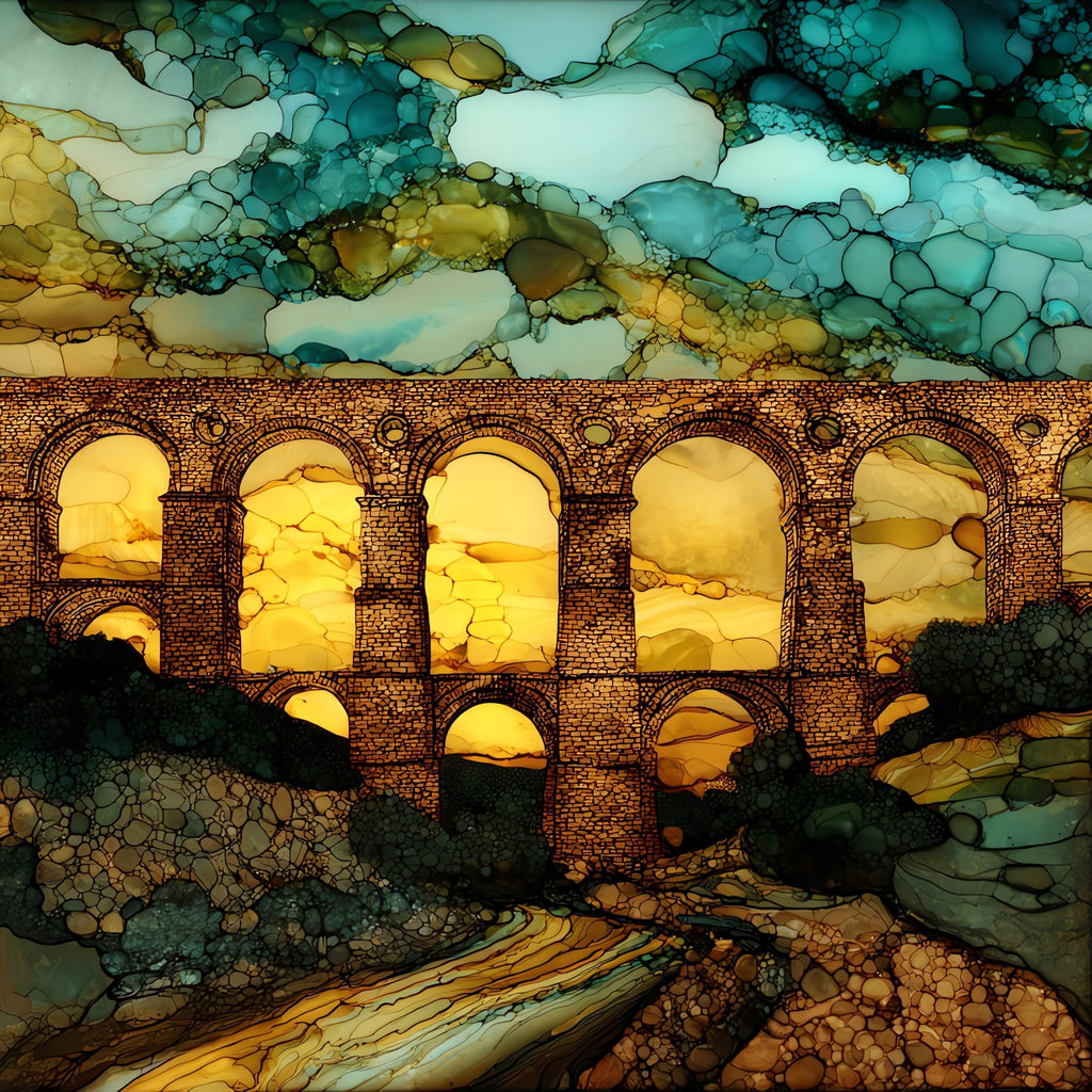 Pont du Gard — ceramic art tile