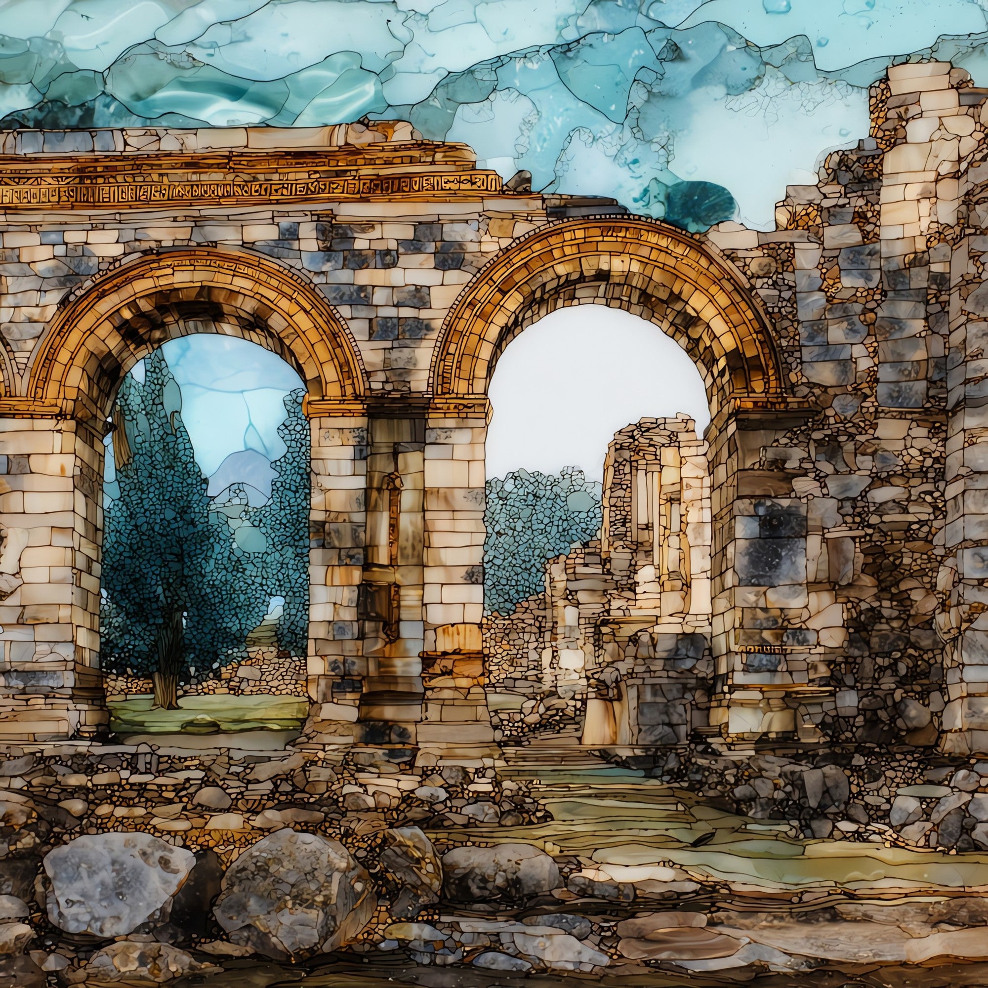 Glanum Roman Ruins — ceramic art tile