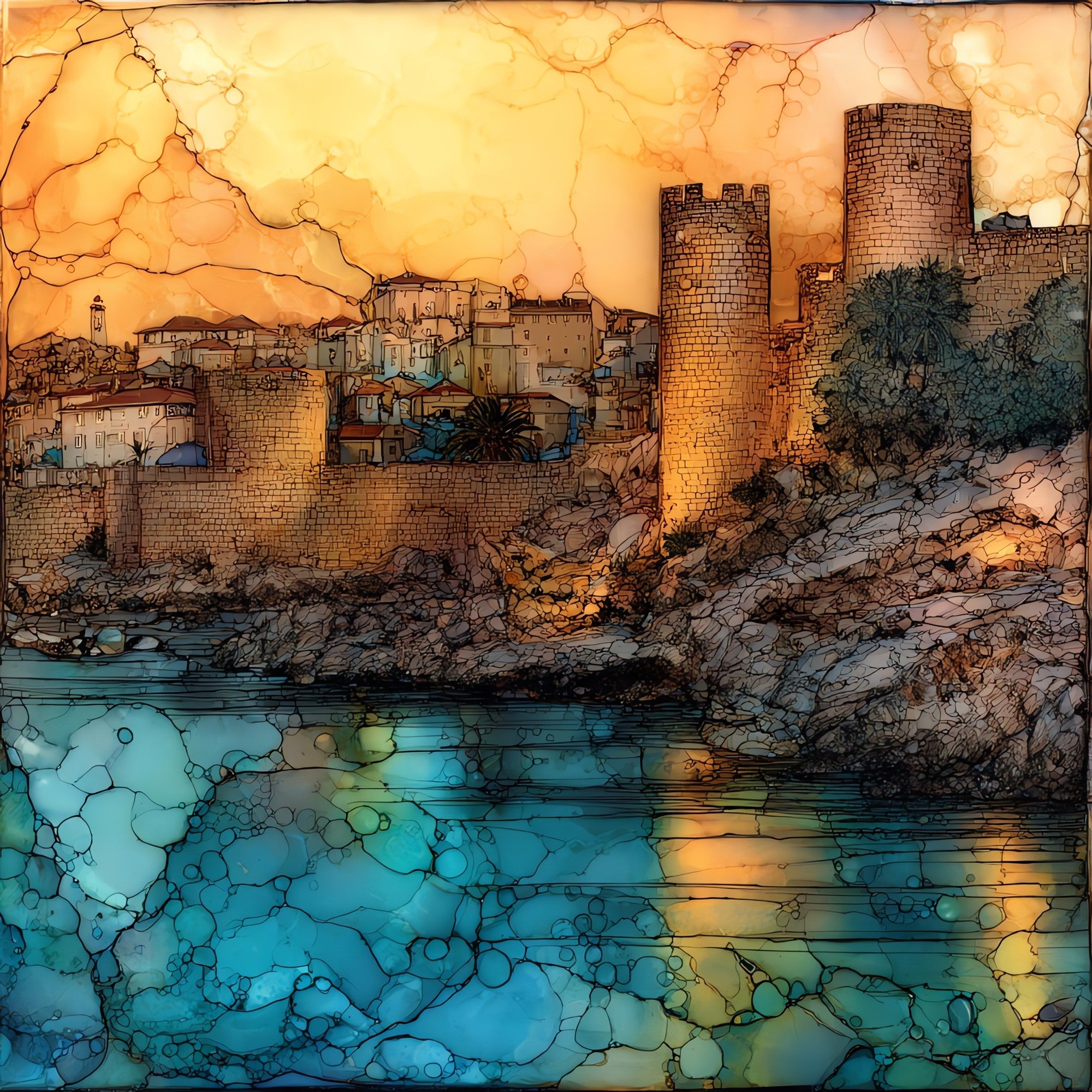Antibes Ramparts — ceramic art tile