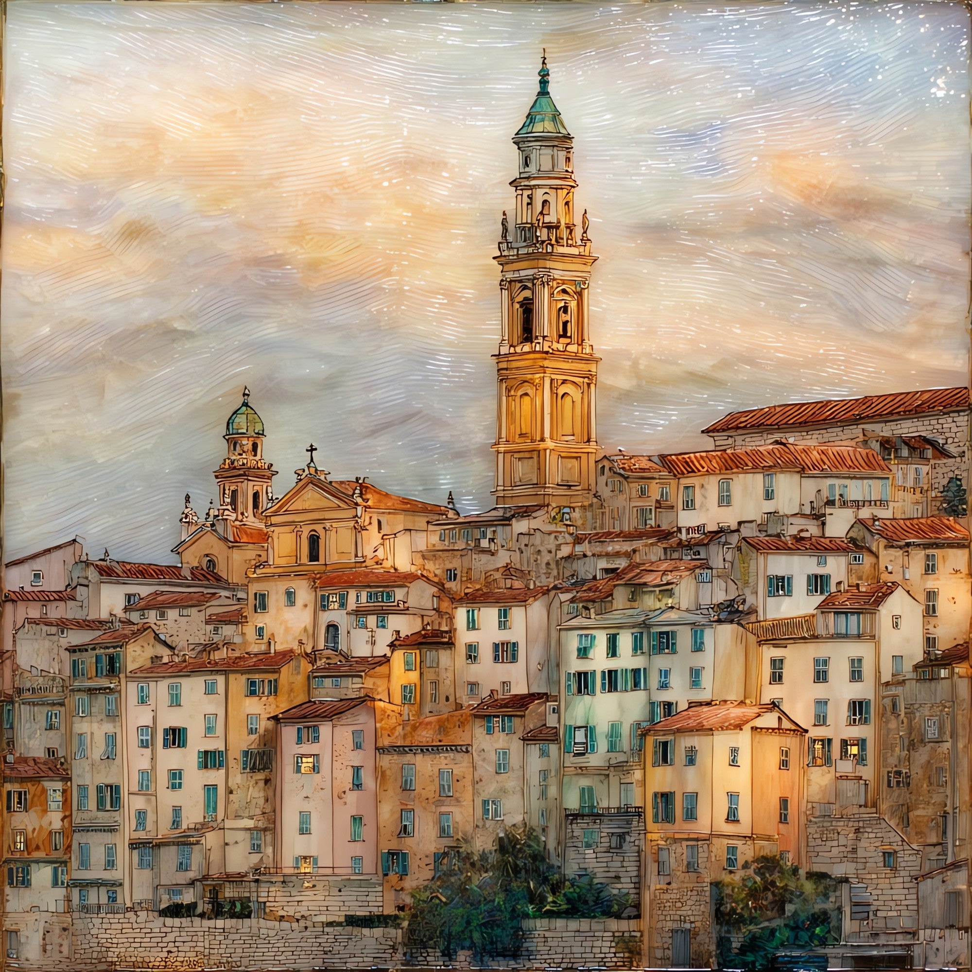 Menton Pastel Facades — ceramic art tile