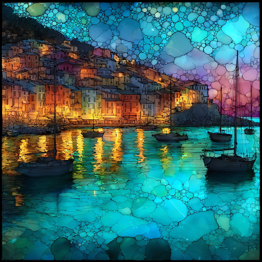 Villefranche-sur-Mer Harbour — ceramic art tile