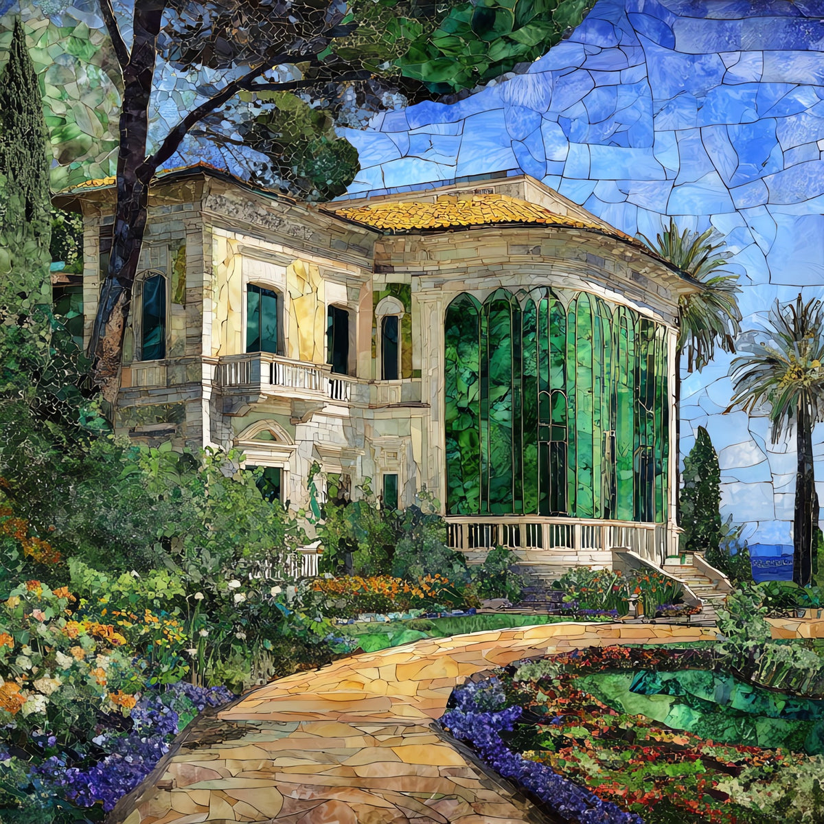 Villa Ephrussi Gardens — ceramic art tile