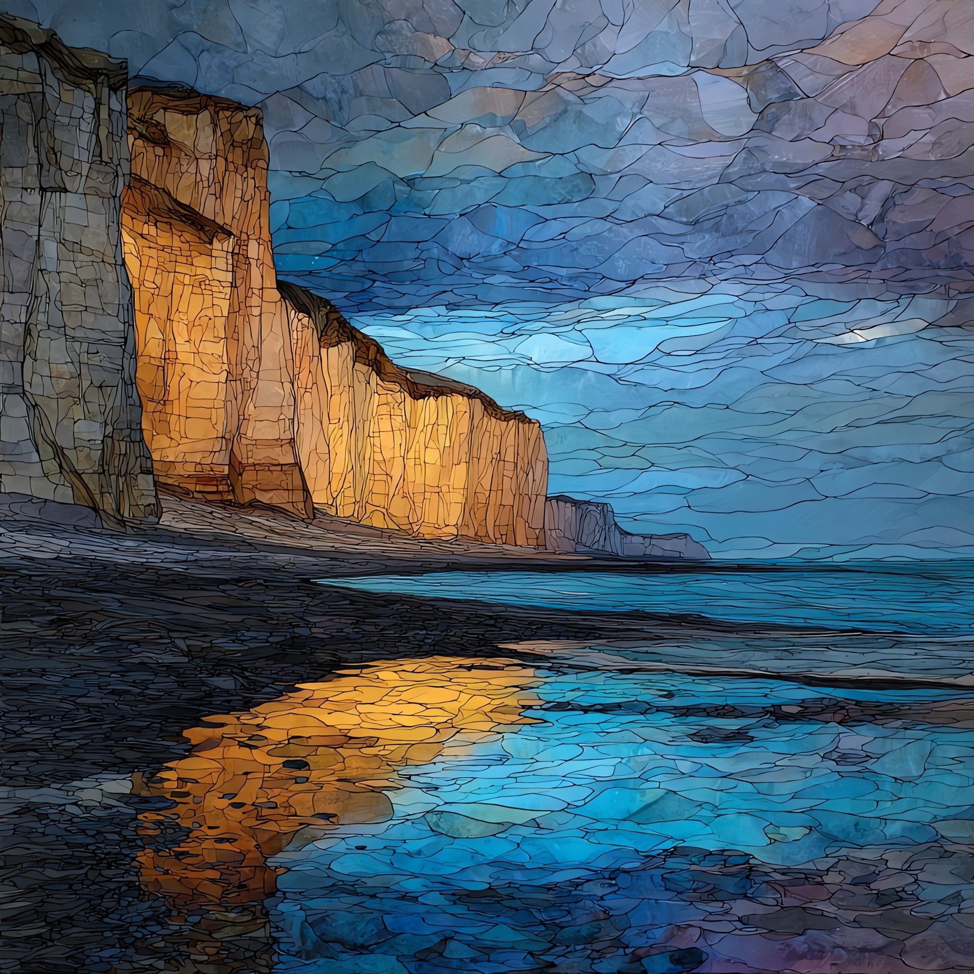 Le Treport Chalk Cliffs — ceramic art tile
