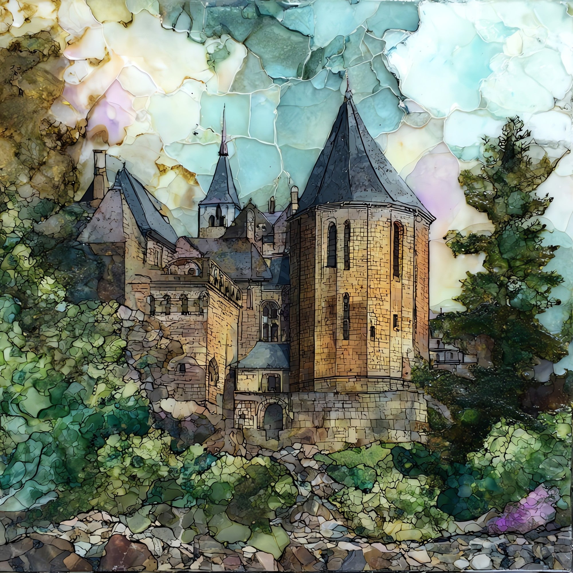 Mont-Saint-Michel Abbey Cloister — ceramic art tile