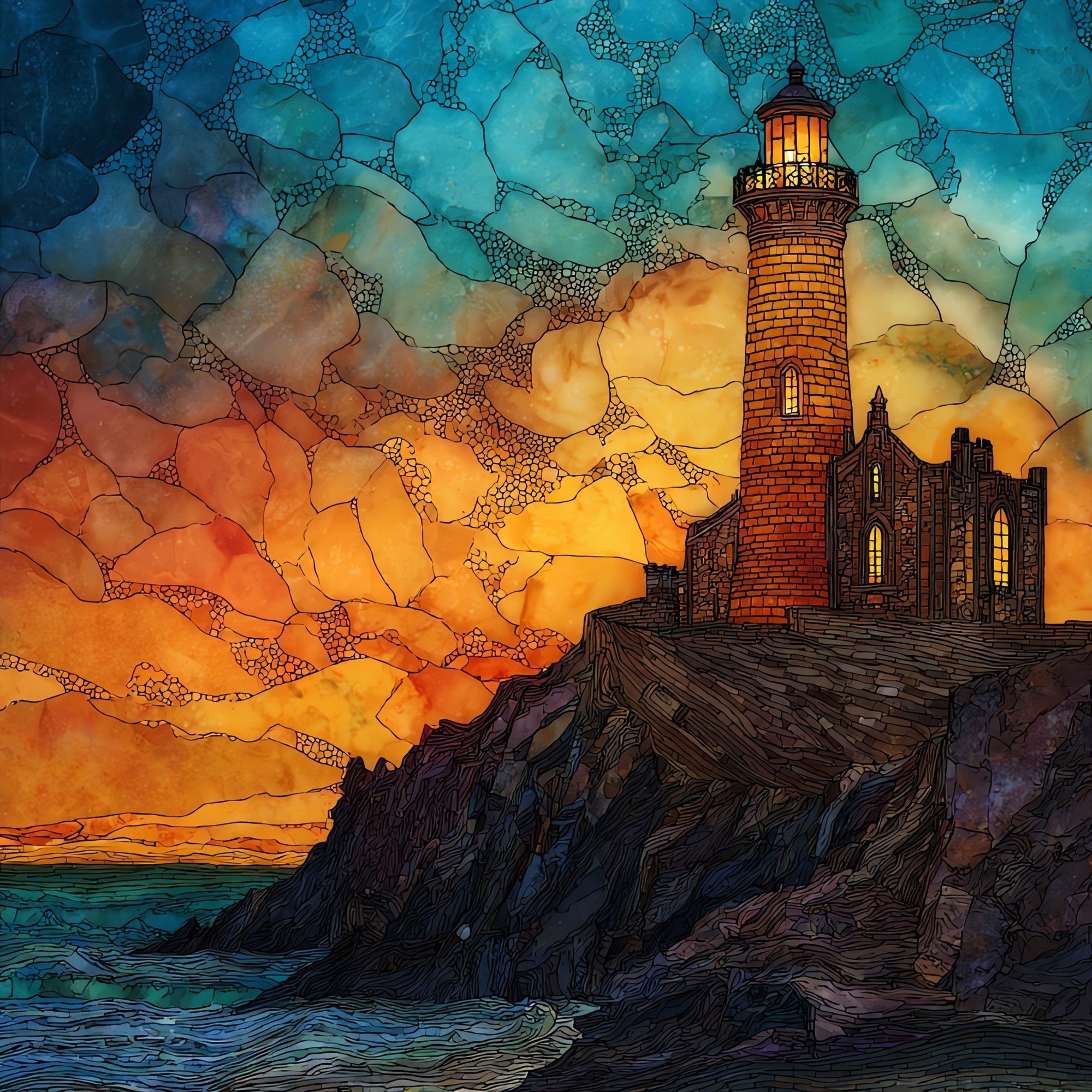 Pointe Saint-Mathieu Lighthouse — ceramic art tile