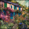 Monet's Pink House Giverny — ceramic art tile