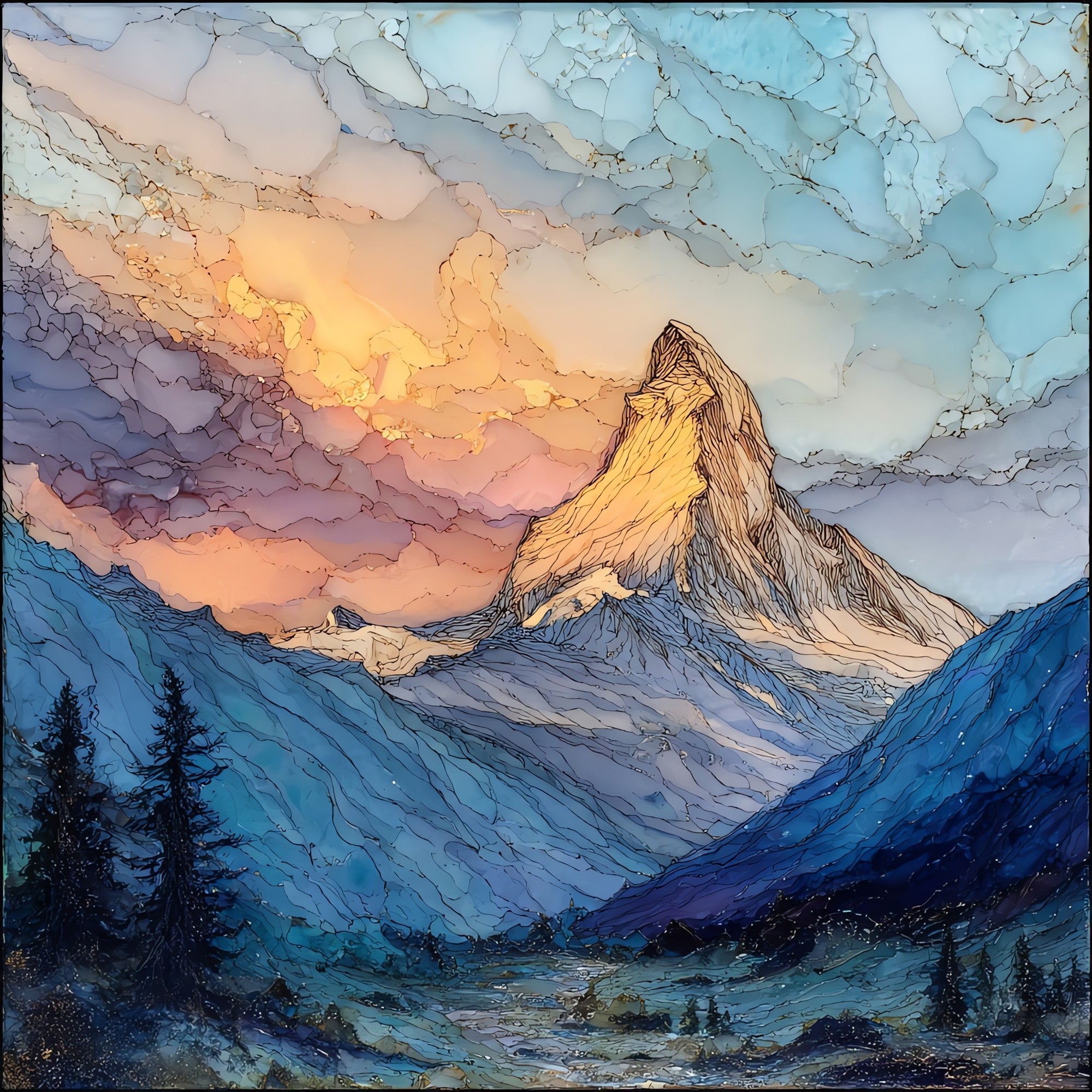 Mont Blanc — ceramic art tile
