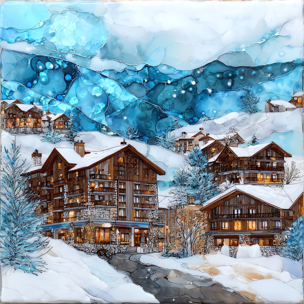 Megeve Alpine Village — ceramic art tile