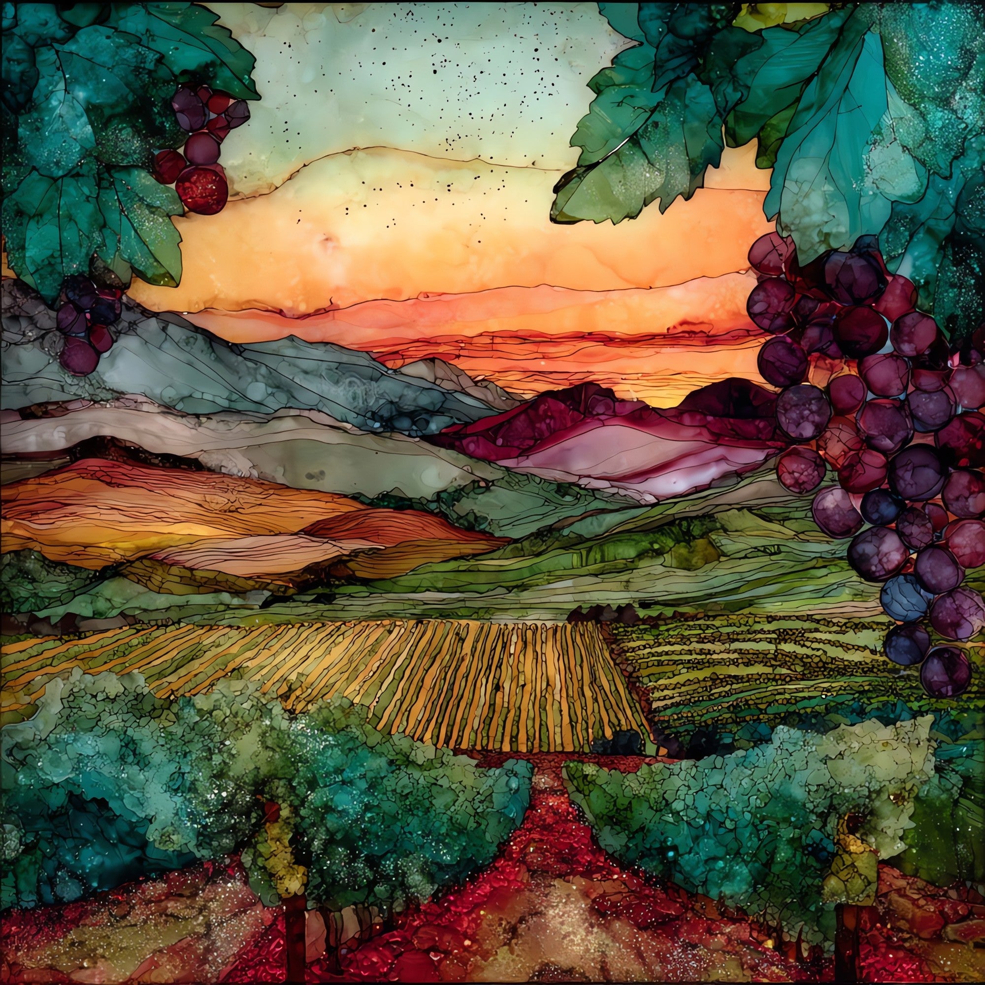 Burgundy Cote de Beaune — ceramic art tile