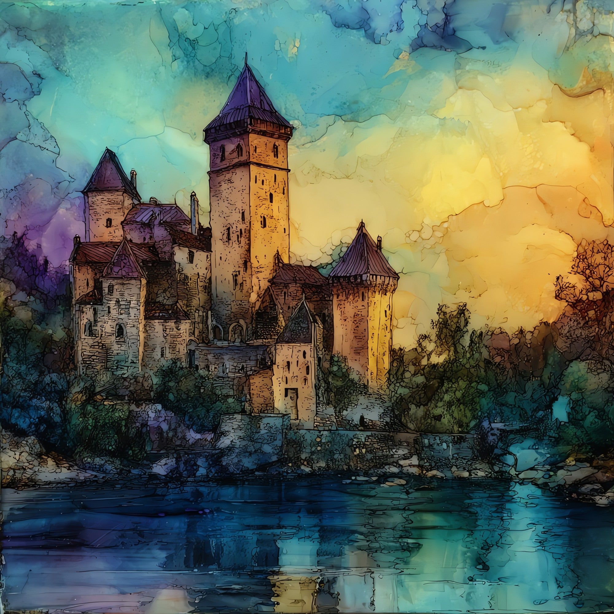 Chateau de Castelnaud — ceramic art tile