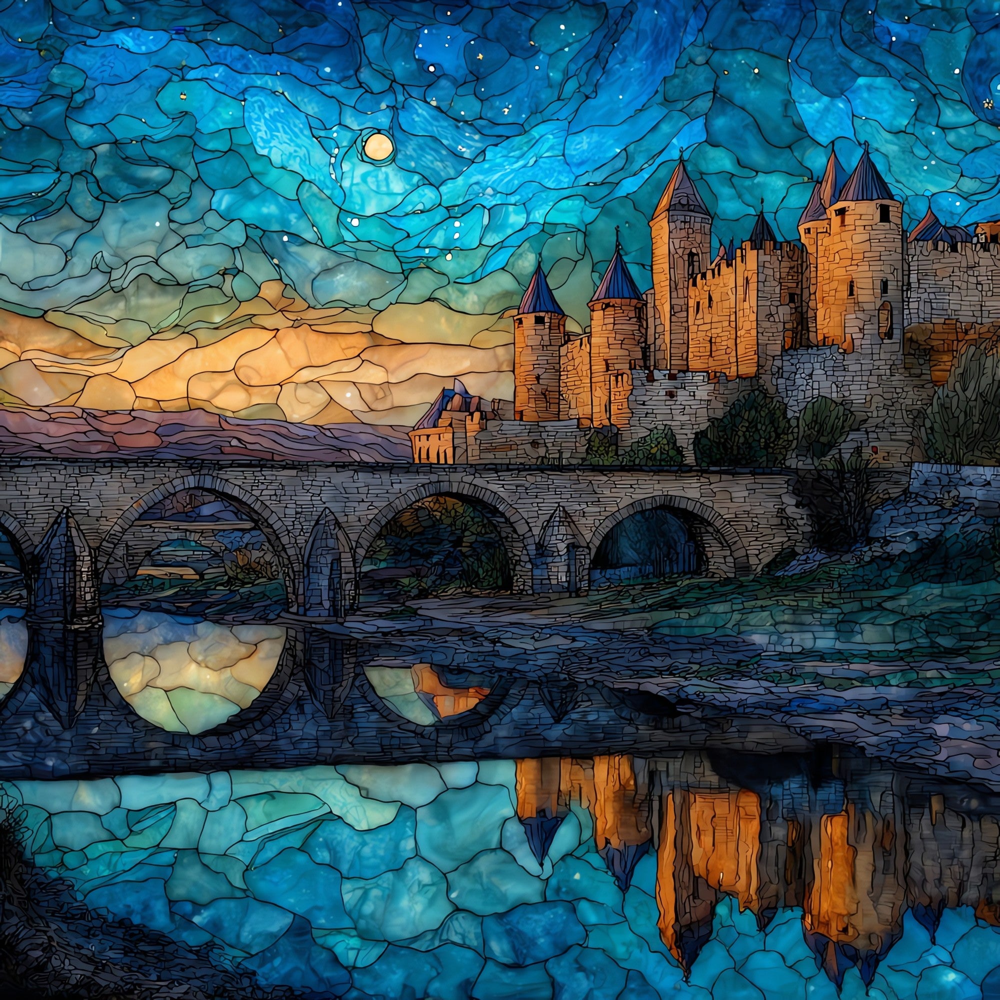 Pont Vieux Carcassonne — ceramic art tile