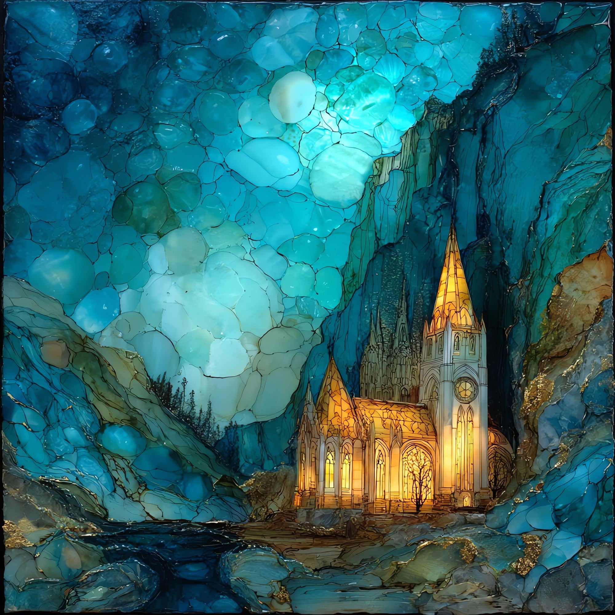 Massabielle Grotto — ceramic art tile