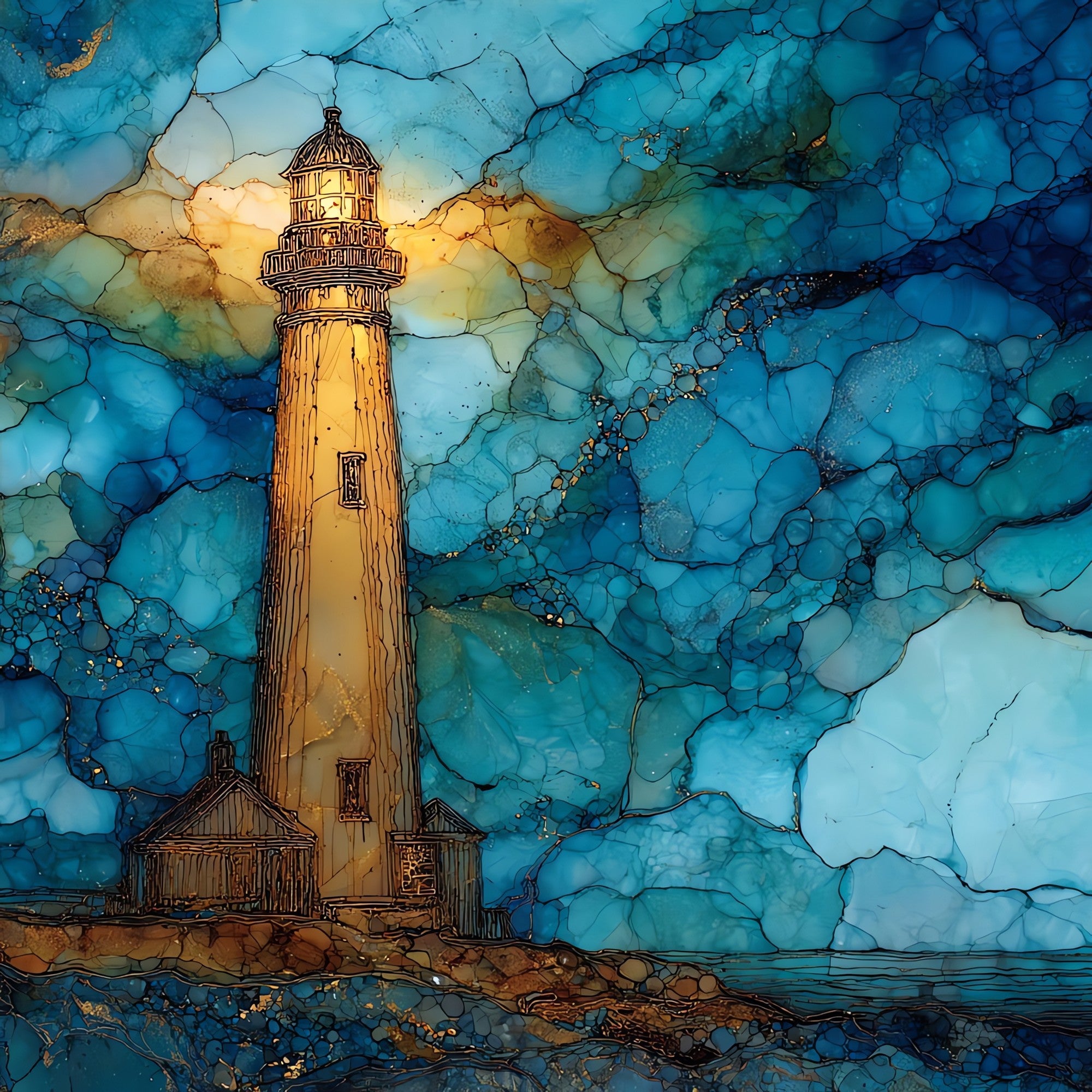 Phare des Baleines — ceramic art tile
