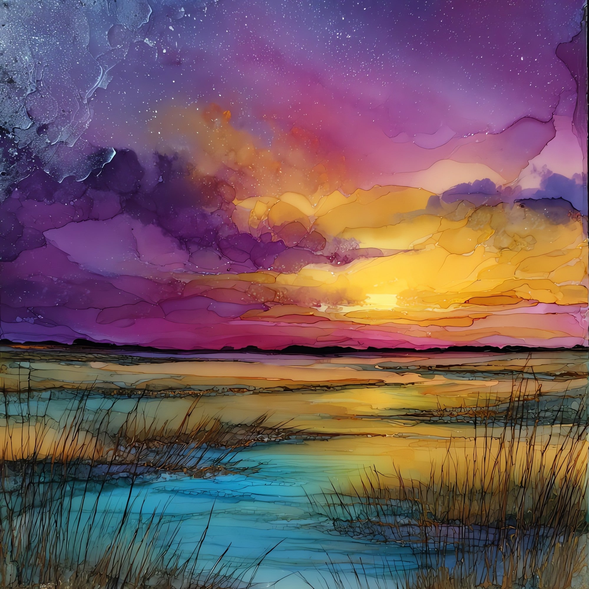 Ile de Re Salt Marshes — ceramic art tile