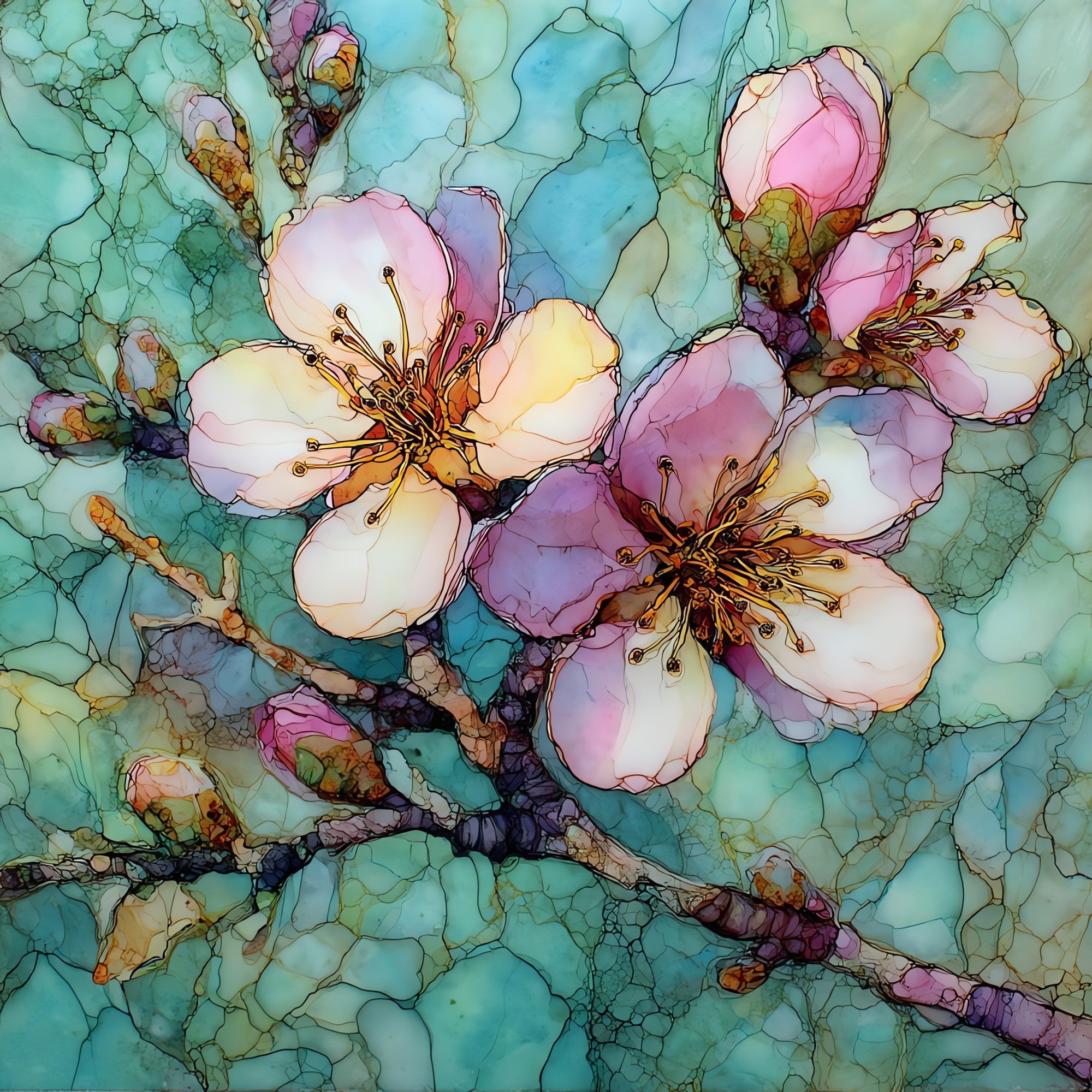 Provence Almond Bloom — ceramic art tile